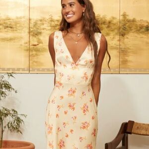 MORGAN TAYLOR Cherry Blossom Peach Satin Slip Dress